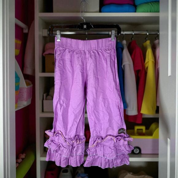 Matilda Jane Clothing Girl's 14 Sweet Violet Lavender Capri Length Ruffle Pants - Picture 2 of 8